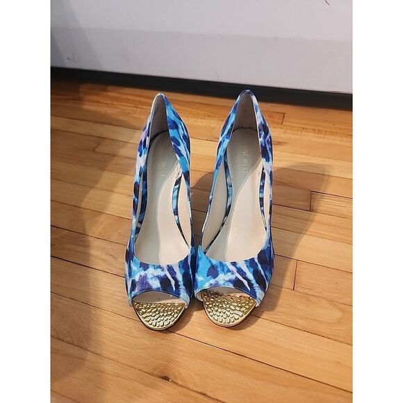 Nine West Peep Toe Classic Stiletto Heels Blue Purple Tie Dye 7M - Picture 8 of 10